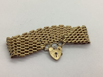 Lot 85 - A 9ct Gold Brick Link Bracelet, tapering to...