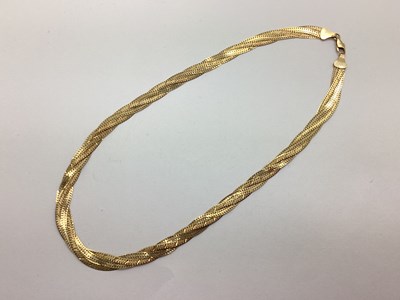 Lot 62 - A 9ct Gold Flat Link Collar Necklace, of...