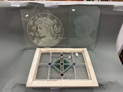 Lot 1005 - Two Glass Door Panels, featuring ladies -...