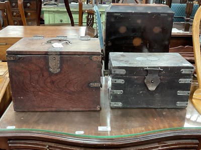 Lot 1637 - Two antique wooden boxes: Japanese calligraphy...