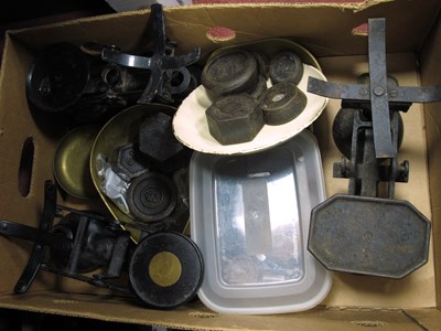 Lot 1098 - Three vintage cast metal kitchen scales...