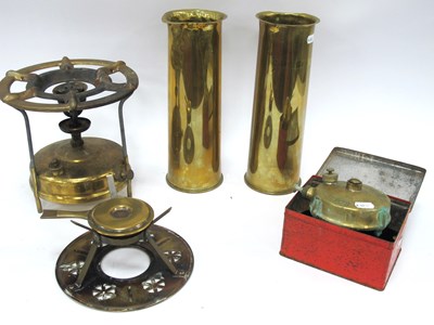 Lot 1480 - Brassware: pair of WWI British field gun shell...