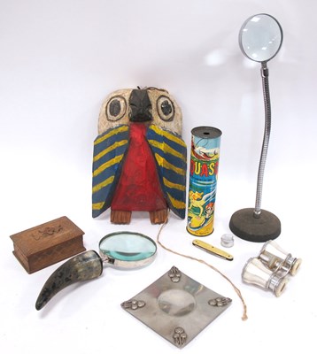 Lot 1447 - Magifiers, mother-of-pearl opera glasses, owl...