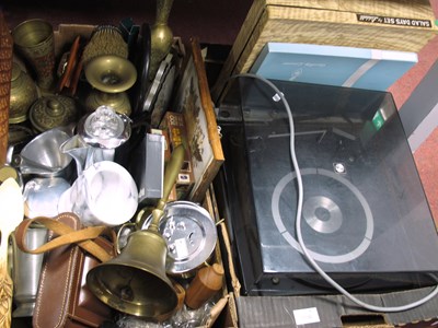 Lot 1108 - Marconi Record Player, linen, metalware,...