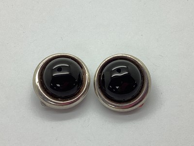 Lot 132 - A Pair of Modern Clip On Earrings, circular...