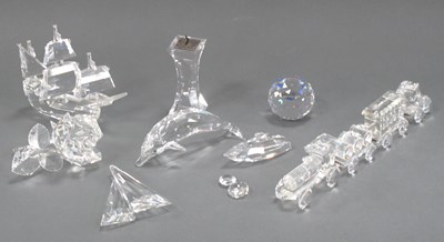 Lot 1322 - Swarovski Four Piece Train, galleon, boat,...