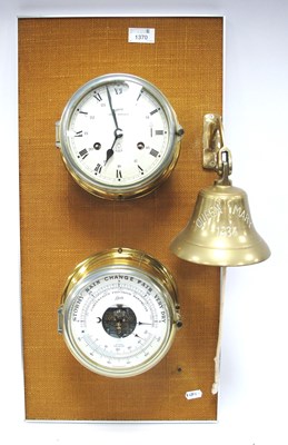 Lot 1370 - Schatz German Ships Clock and Barometer, with...