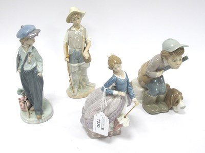 Lot 1270 - Lladro Boy Poacher, traveller and a fisherman,...