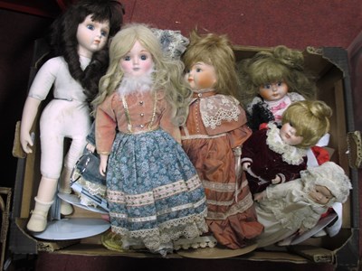 Lot 1100 - A Quantity of Porcelain-headed Dolls, one...