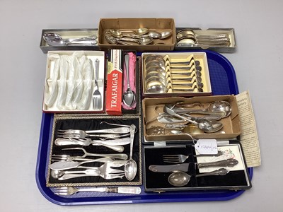 Lot 192 - Assorted Plated Cutlery, including hallmarked...