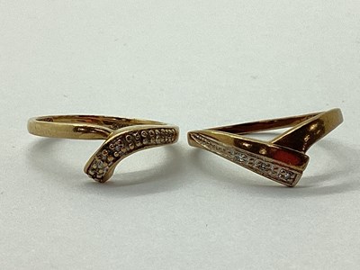 Lot 22 - A 9ct Gold Pavé Set Asymmetric Style Ring,...