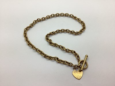 Lot 73 - A 9ct Gold Hollow Oval Link Necklace, to T-bar...