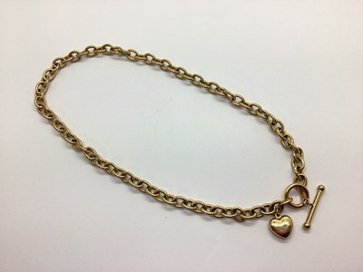 Lot 74 - A 9ct Gold Hollow Oval Link Necklace, to T-bar...