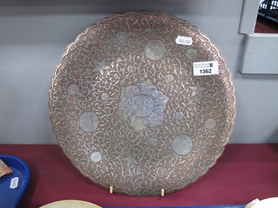 Lot 1362 - Middle Eastern Copper and White Metal Dish,...