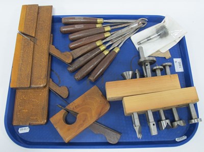 Lot 1440 - Three woodworking hand planes Fowler,...
