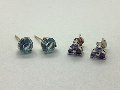Lot 99 - A Pair of Single Stone Claw Set Stud Earrings,...