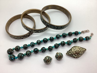 Lot 139 - Rustic Turquoise Chip Inset Bead Necklace,...