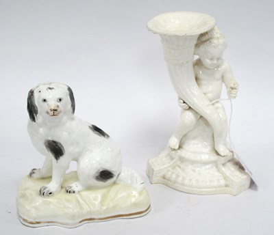 Lot 1286 - Copeland Creamware Style Cherub Spill Vase,...