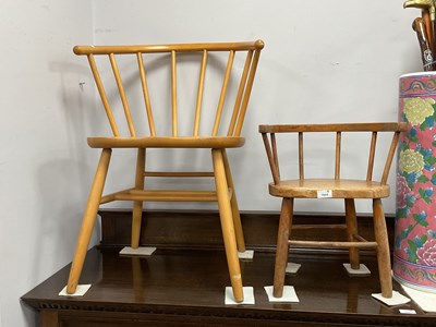 Lot 1644 - Light Wood Windsor Dining Chair, a childs...