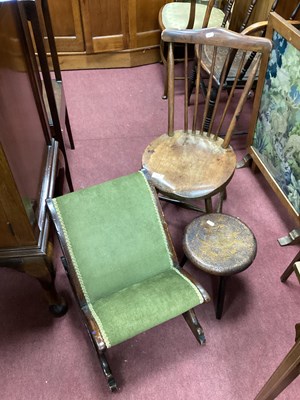 Lot 1604 - Gout Stool, small Ibex-style chair, stool with...