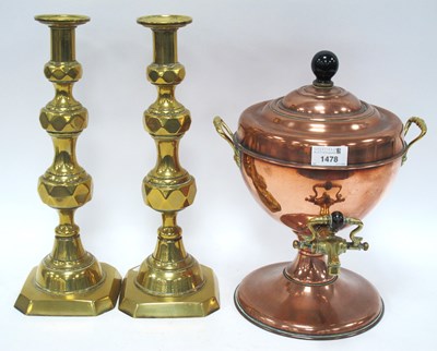 Lot 1478 - A Pair of Brass King of Diamonds Style Candle...