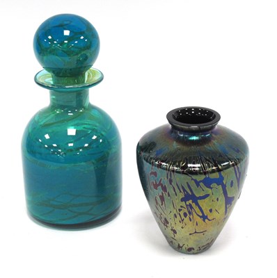 Lot 1290 - Brierley Irridescent Lustre Blue Glass Vase of...