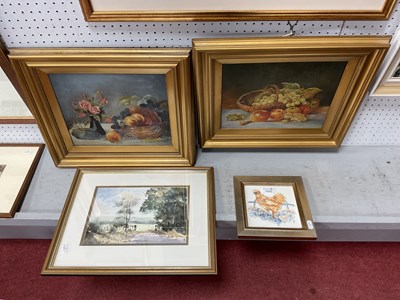 Lot 1543 - Linda Birch, cockerel study, water colour,...