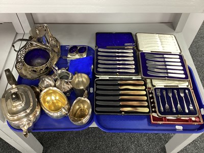 Lot 201 - Two Hallmarked Silver Salts, blue glass lined,...