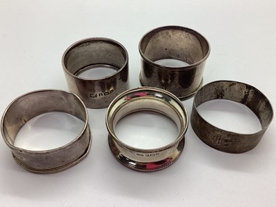 Lot 4 - Five Assorted Hallmarked Silver Napkin Rings...