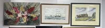 Lot 1569 - Three large framed artworks: Dorothy Mather...