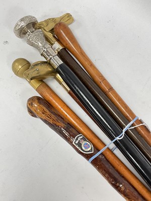 Lot 1646 - Six assorted walking sticks, examples with...