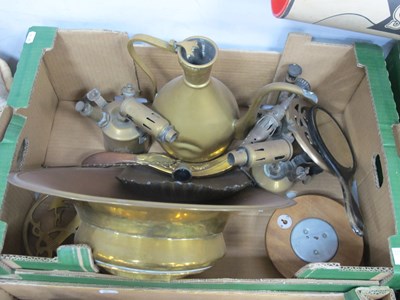 Lot 1195 - Brass Parrafin Blow Lamps, barometer, brass...