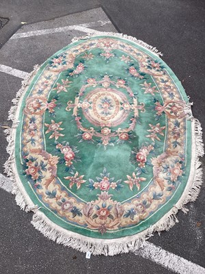 Lot 1600 - A Large Oval Shape Chinese Wool Aubusson-style...