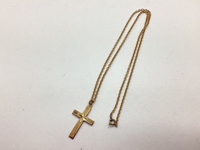 Lot 67 - A 9ct Gold Cross Pendant, engine turned finish...