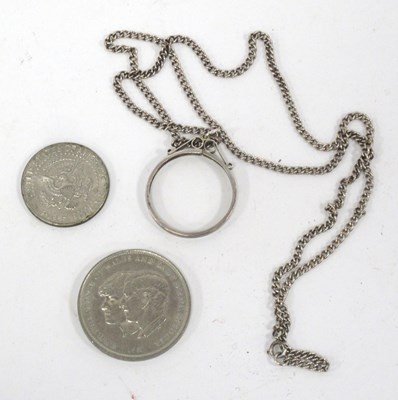 Lot 1351 - A Silver Chain And Silver Coin Mount, total...
