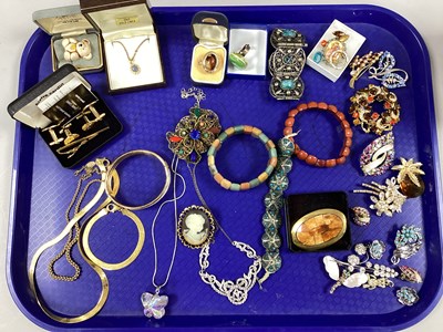 Lot 220 - Polished Hardstone Bracelets, gilt metal...