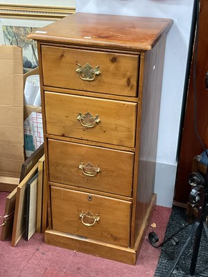 Lot 1658 - A Vintage Pine Narrow Chest of Drawers,...