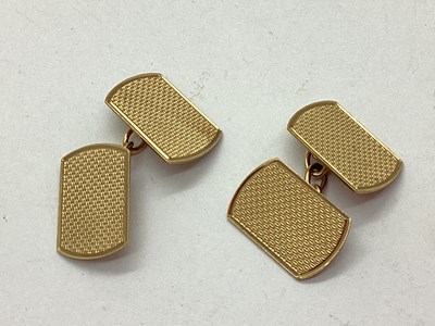 Lot 238 - A Pair of 9ct Gold Cufflinks, the engine...