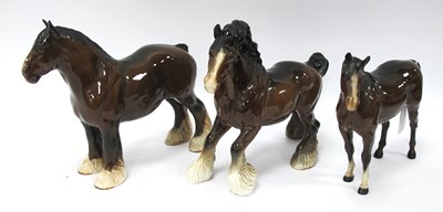 Lot 1249 - Beswick Prancing & Walking Shire Horses, and a...