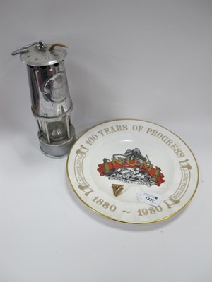 Lot 1337 - A presentation miners lamp together with a N.U....