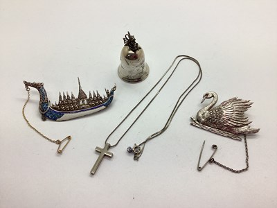 Lot 105 - An Ornate Enamel Dragon Long Boat Brooch,...