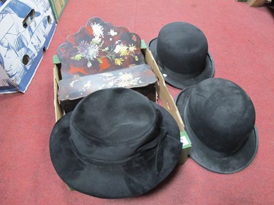 Lot 1126 - Two Gents Bowler Hats, ladies' hat, papier...