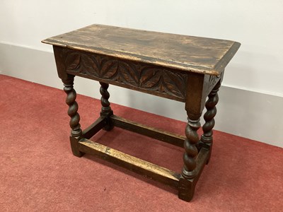 Lot 1545 - A XVII Century Style Joined Oak Joint Stool,...