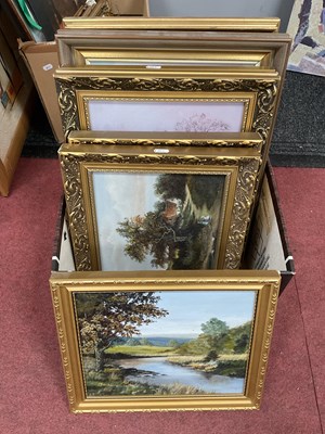 Lot 1576 - Seven framed oils on board and canvas, signed...