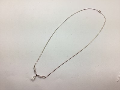 Lot 64 - A 9ct White Gold Claw Set Teardrop Necklace,...