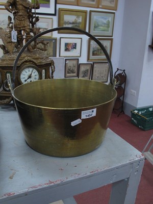 Lot 1457 - Brass Jam Pan, with fall iron handle, 30cm...