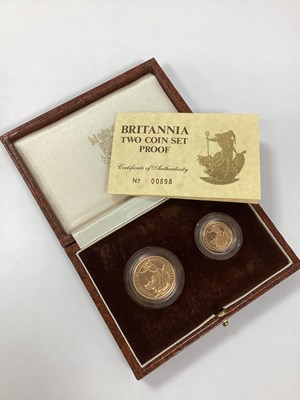 Lot 256 - 1987 Royal Mint Gold Proof Britannia Two Coin...