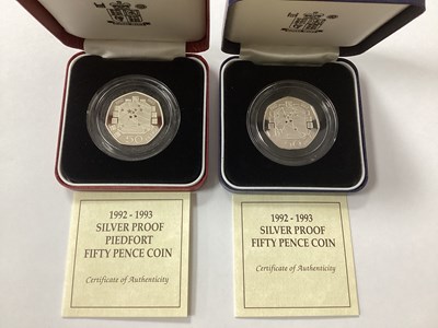 Lot 116 - Two Royal Mint Silver 1992-1993 EEC 50p Coins,...