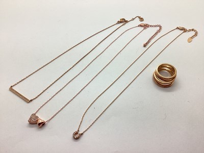 Lot 121 - Swarovski; A Rose Coloured Horizontal Bar...