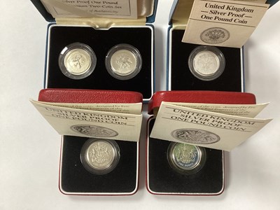 Lot 118 - Five Royal Mint Silver Proof £1 Coins,...